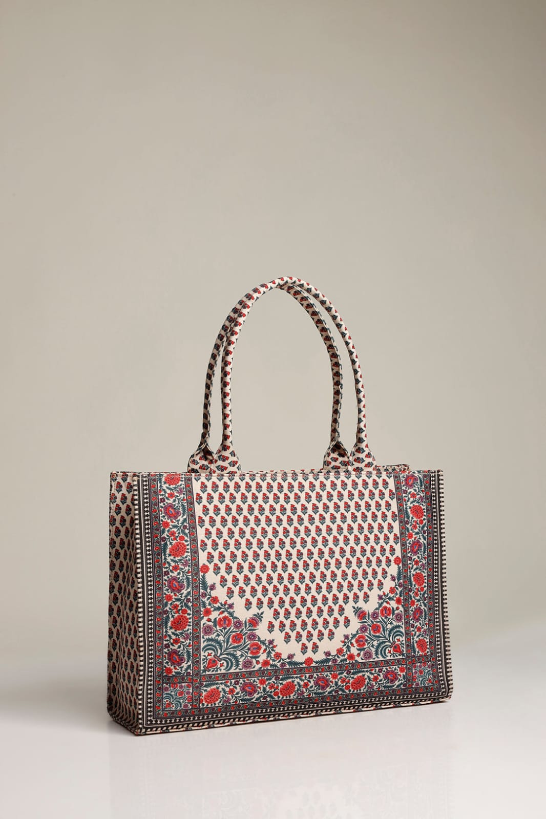 Heritage Bloom Block Print Tote Bag – Ethnic Elegance in Everyday Carry